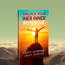 A motivational book cover design for 'Unlock Your Inner Potential' by Great Learner