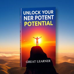 A motivational book cover design for 'Unlock Your Inner Potential' by Great Learner