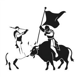 A silhouette logo depicting two knights facing each other