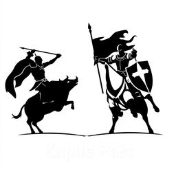 A silhouette logo showcasing two knights in an intense standoff