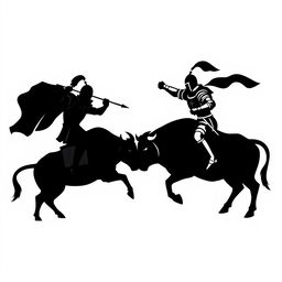 A silhouette logo showcasing two knights in an intense standoff