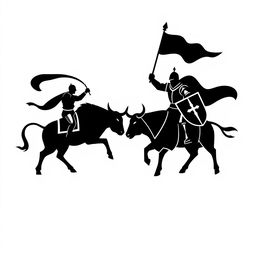 A silhouette logo showcasing two knights in an intense standoff