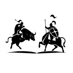 A silhouette logo showcasing two knights facing each other