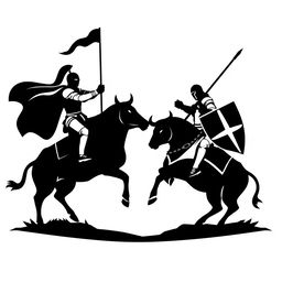 A silhouette logo showcasing two knights facing each other