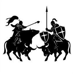 A silhouette logo depicting two knights facing each other