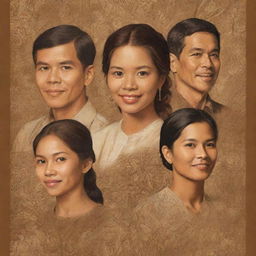 Incorporate stylized, doodle-like representations of renowned Filipino painters such as Fernando Amorsolo, Juan Luna, and Benedicto Cabrera into the lively, brown-shaded poster about Filipino arts.