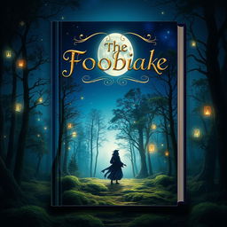 A captivating book cover design, featuring a mystical forest with enchanting glowing elements, such as floating lanterns and shimmering fairy dust