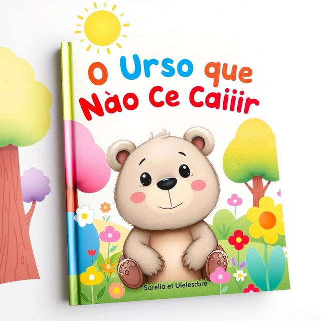 A colorful and whimsical book cover for a children's story titled 'O Urso que Não Sabia se Coçar'