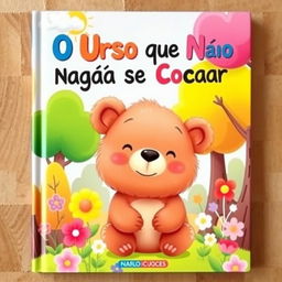 A colorful and whimsical book cover for a children's story titled 'O Urso que Não Sabia se Coçar'