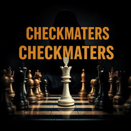 A captivating movie poster design depicting a dramatic chess scene titled 'CHECKMATERS'