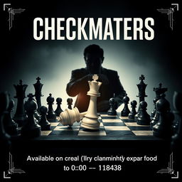 A striking movie poster design featuring a chess-themed composition titled 'CHECKMATERS'