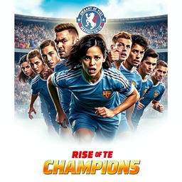 A captivating movie poster featuring a dynamic soccer team in action