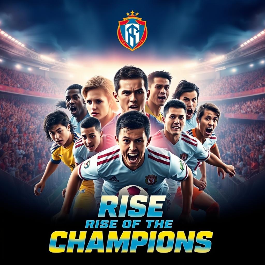 A captivating movie poster featuring a dynamic soccer team in action