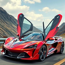 A stunning new brand sports car featuring sleek, aerodynamic lines and an eye-catching design reminiscent of a 2020 model