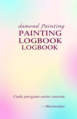 A vibrant cover design for a "Diamond Painting Logbook" featuring a gradient background with soft tones of aqua, green, pink, and violet