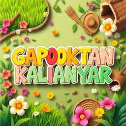 A vibrant and colorful visual representation of the words "GAPOKTAN KALIANYAR" amidst a lively background that symbolizes agricultural abundance