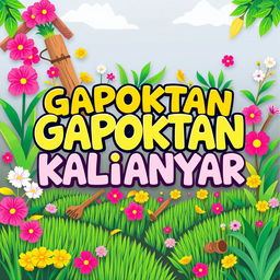 A vibrant and colorful visual representation of the words "GAPOKTAN KALIANYAR" amidst a lively background that symbolizes agricultural abundance