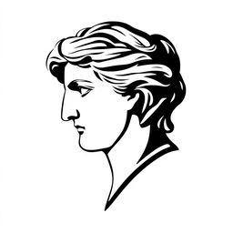 A stylized silhouette logo of a Greek statue face turned to the right, capturing the classical features such as a prominent nose, defined cheekbones, and flowing hair