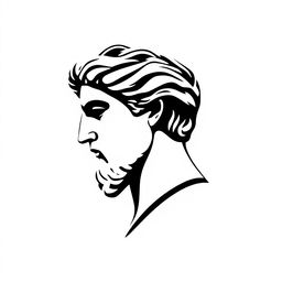 A stylized silhouette logo of a Greek statue face turned to the right, capturing the classical features such as a prominent nose, defined cheekbones, and flowing hair