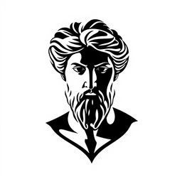 A stylized silhouette logo of a Greek statue face facing forward, featuring classical characteristics such as a strong jawline, noble expression, and flowing hair