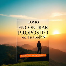 A captivating eBook cover design for "Como Encontrar Propósito no Trabalho" featuring an inspiring theme of personal growth and professional fulfillment