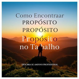 A captivating eBook cover design for "Como Encontrar Propósito no Trabalho" featuring an inspiring theme of personal growth and professional fulfillment