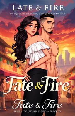 Book cover illustration for 'Fate & Fire', showcasing two protagonists, Liam and Jocelyn