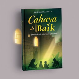 A captivating book cover design featuring the theme 'Cahaya di Balik Dinding Pesantren' (Light Behind the Walls of the Islamic Boarding School)