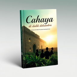 A captivating book cover design featuring the theme 'Cahaya di Balik Dinding Pesantren' (Light Behind the Walls of the Islamic Boarding School)