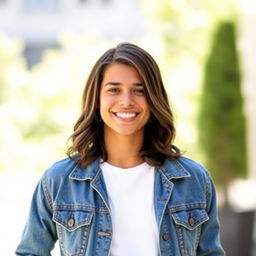 A stylish and captivating profile picture featuring a confident and charismatic young adult with shoulder-length wavy dark hair and a warm smile