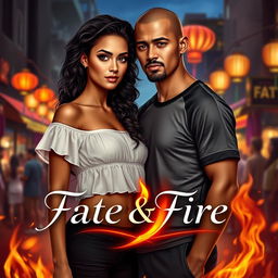 A captivating book cover for the romance novel *Fate & Fire*