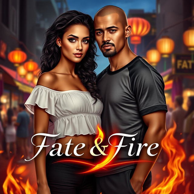 A captivating book cover for the romance novel *Fate & Fire*