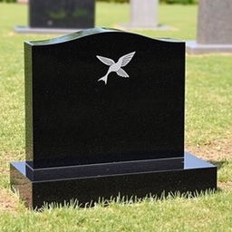 A simple headstone design crafted from plain rectangular black granite, featuring a delicately engraved single hummingbird, in a serene and respectful manner, highlighting the beauty of nature in remembrance