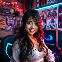 A captivating portrait of Pokimane, a popular gaming streamer and internet personality