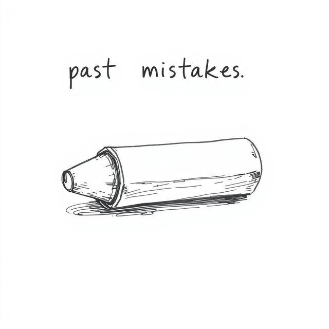 A hand-drawn illustration in black and white featuring an eraser symbolizing the correction of past mistakes