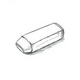 A hand-drawn illustration in black and white of an eraser