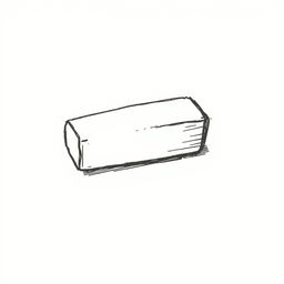 A hand-drawn illustration in black and white of an eraser