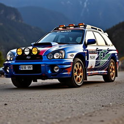 A stunning 2002 Subaru Impreza WRX wagon, featuring an aggressive and sporty design