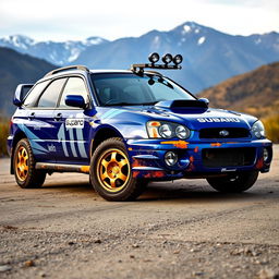 A stunning 2002 Subaru Impreza WRX wagon, featuring an aggressive and sporty design