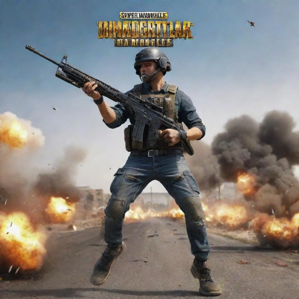 Intense PUBG mobile gaming scene with bullets flying and adrenaline pumping, superimposed with the text 'Omadli Vaziyatlar' in bold, dynamic lettering