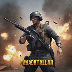 Intense PUBG mobile gaming scene with bullets flying and adrenaline pumping, superimposed with the text 'Omadli Vaziyatlar' in bold, dynamic lettering