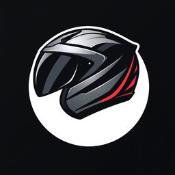 A sleek and modern helmet logo design, featuring a stylized helmet with bold lines and a dynamic shape