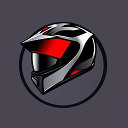 A sleek and modern helmet logo design, featuring a stylized helmet with bold lines and a dynamic shape