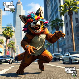 A whimsical scene featuring a player character transformed into a wild animal within the world of Grand Theft Auto V