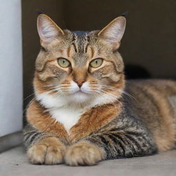 A friendly house cat lounging leisurely