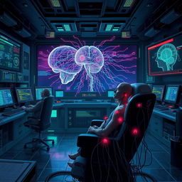 An intense and thought-provoking illustration of electronic warfare intertwined with mind control themes