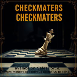 An engaging movie poster design showcasing a chess-themed scene titled 'CHECKMATERS'