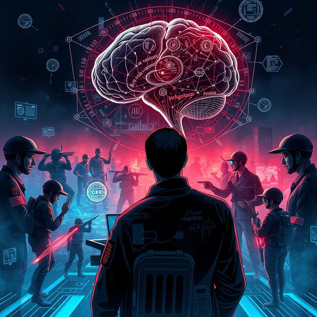 A captivating illustration representing the concept of 5th generation warfare focused on the 'battle of the mind