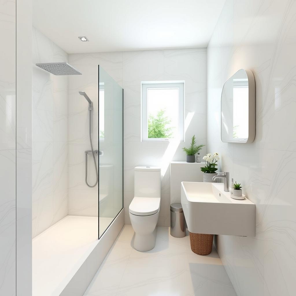 A stylish modern bathroom design with dimensions of 3