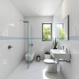 A stylish modern bathroom design with dimensions of 3